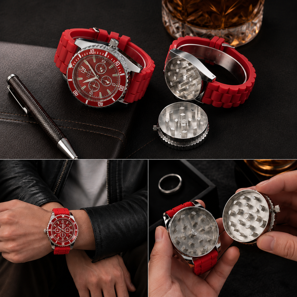 2-in-1 clock with integrated grinder