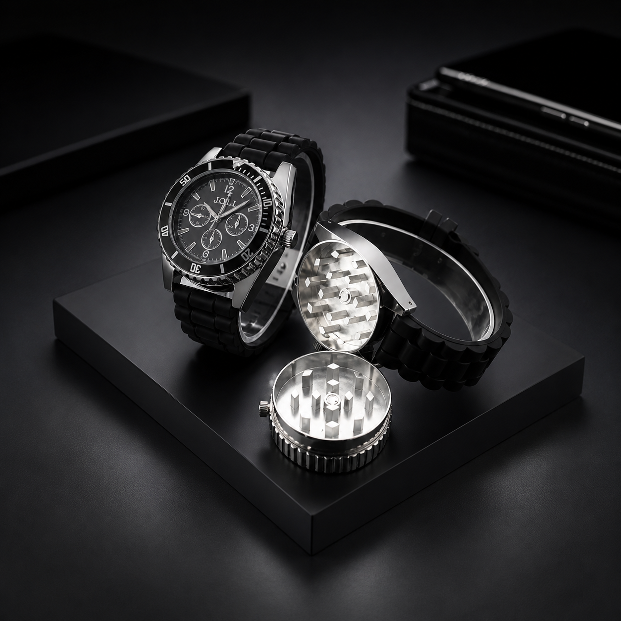 2-in-1 clock with integrated grinder