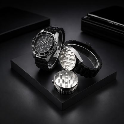 2-in-1 clock with integrated grinder
