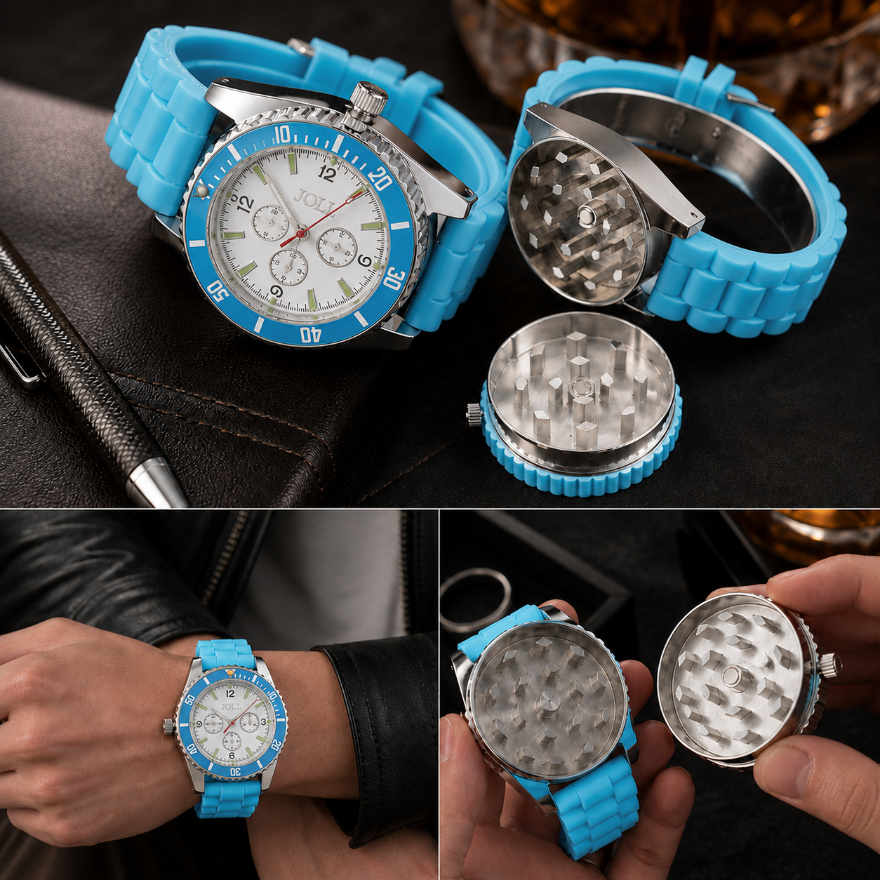 2-in-1 clock with integrated grinder